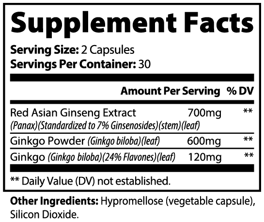 Ginkgo Biloba Ginseng Supplement for Enhanced Energy and Memory Support