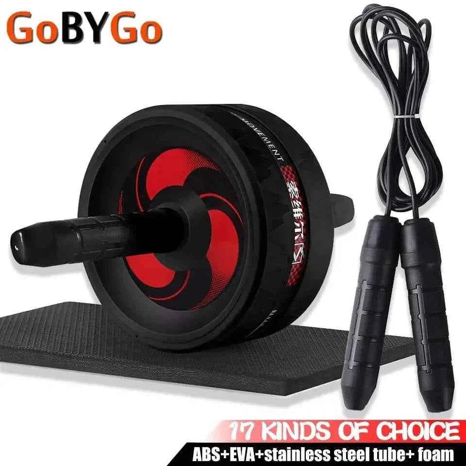 2-in-1 Ab Roller Jump Rope Set with Mat - Noiseless Wheel for Full Body Fitness