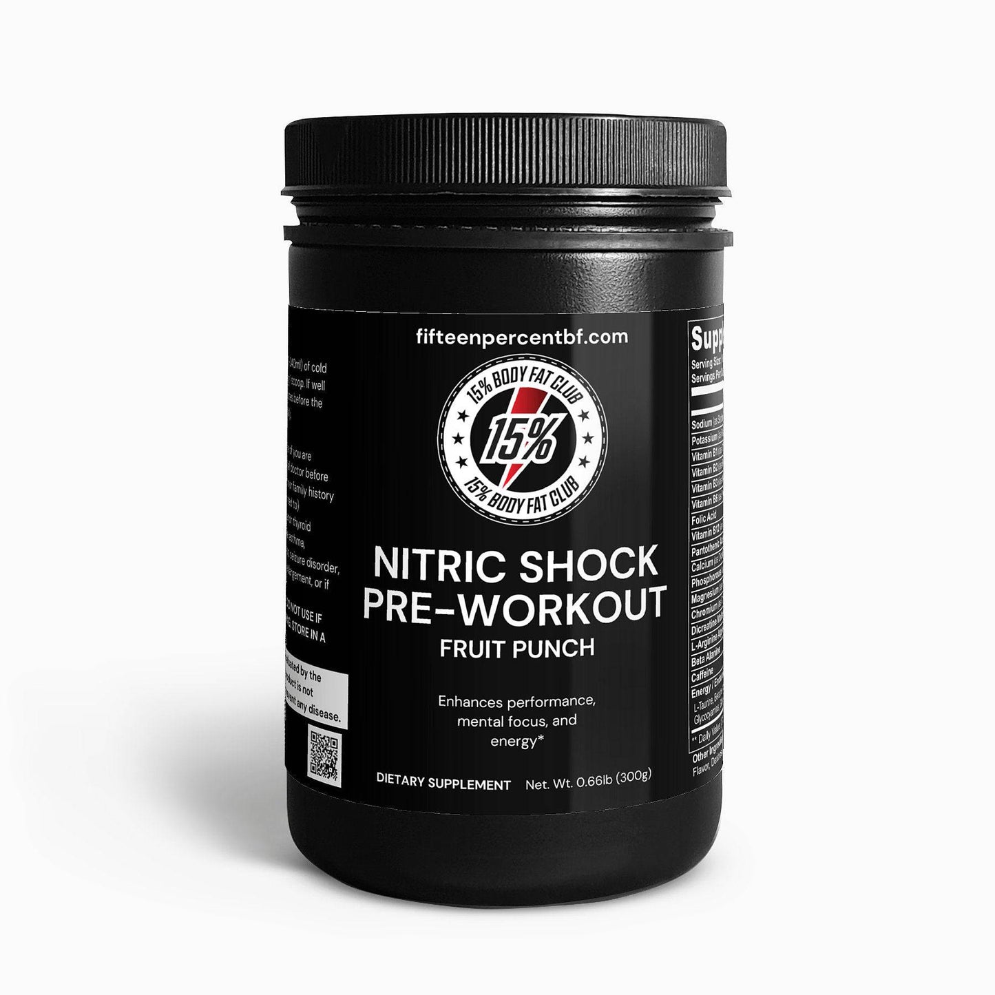 Nitric Shock Pre-Workout Powder (Fruit Punch) - 15% Body Fat Club