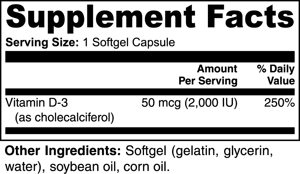 Vitamin D3 2,000 IU - 15% Body Fat Club