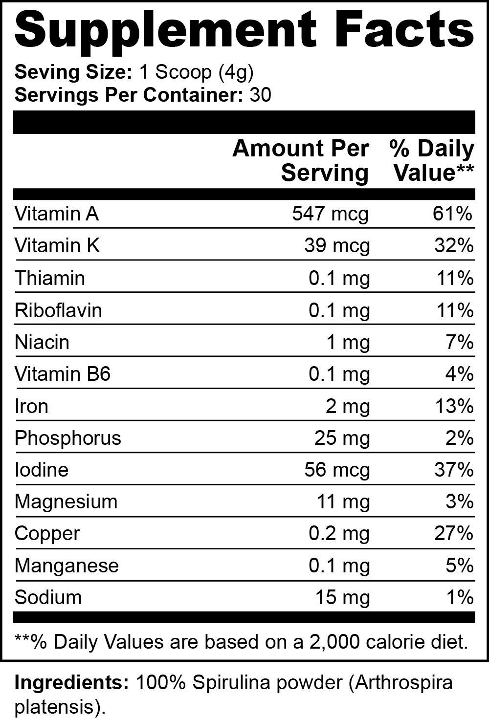 Spirulina Powder - 15% Body Fat Club