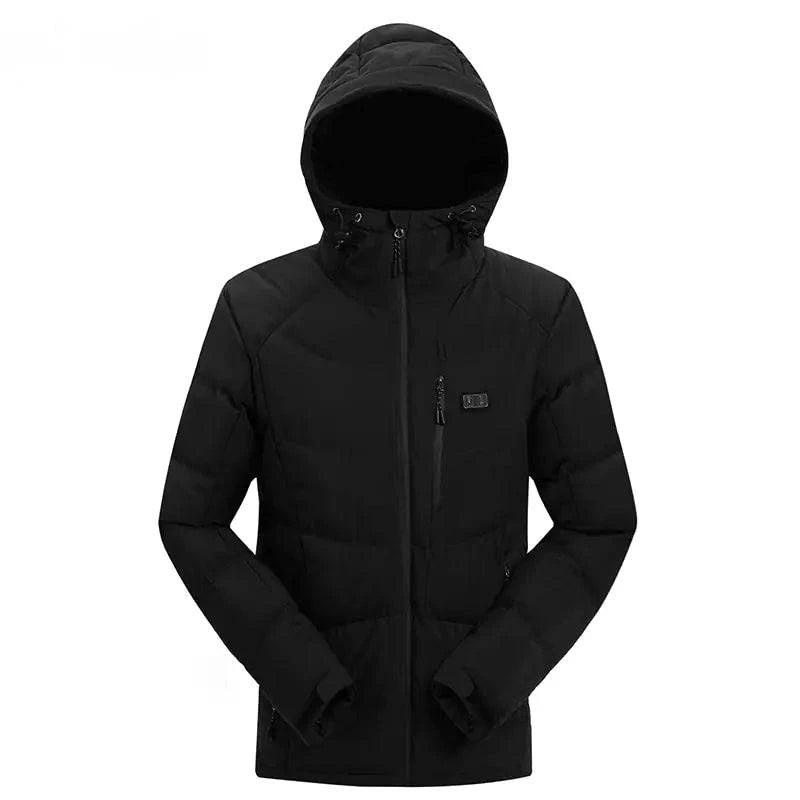 Men Winter Outdoor USB Infrared Heating Hooded Jacket - 15% Body Fat Club